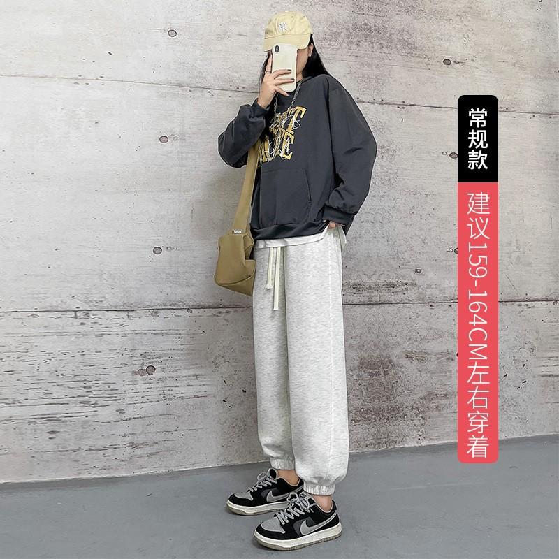 

Huamian женские спортивные штаны весна и осень новые брюки женские тонкие завязанные повседневные брюки прямые маленькие спортивные штаны XXL