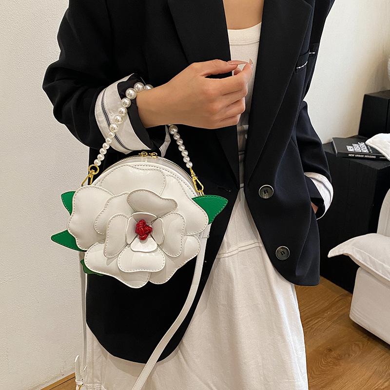 Women's Bag 2025 New Summer Small Fresh Literary Flower Dinner Bag Sweet and Cute Crossbody Small Round Bag Tide