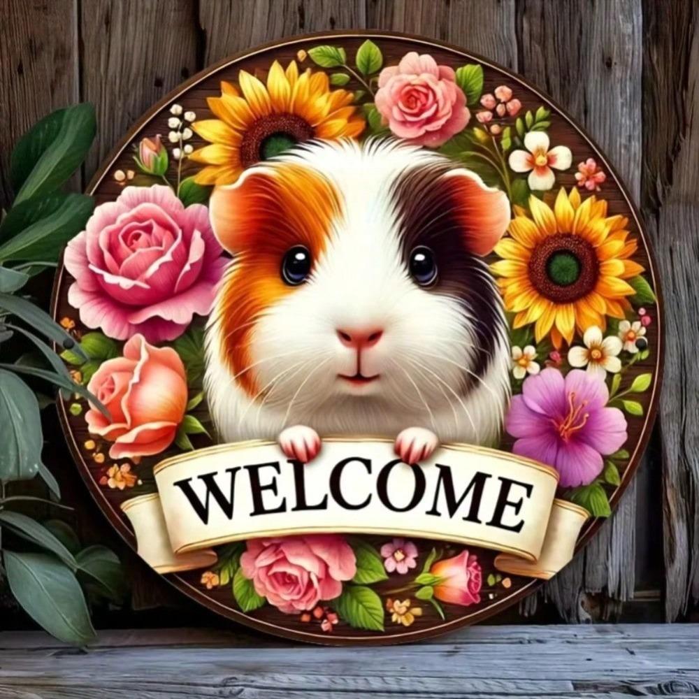 Vintage Rabbit Welcome Sign Home Farm Cafe Decor Pet Lover Gift Wall Art