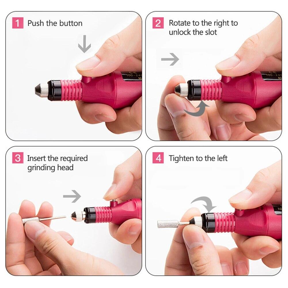 Nail Grinding Machine Set Strong Electric Nail Drill Machine Grinding Equipment Milling Cutter For Manicure Pedicure Polishing