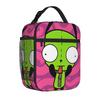 Invadered Gir Dib Robot Zim Insulated Lunch Tote Bag for School Cartoon Aliens Portable Cooler Thermal Large Size Food Bag