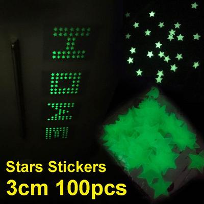 Good Fluorescen Bedroom 100 Pcs DIY Glow In The Dark Wall Stickers 3D Stars Home Decoration Luminous Stars