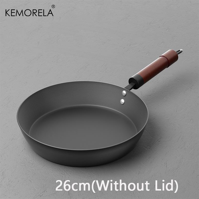 

26 см антипригарная чугунная сковорода в японском стиле без покрытия, устойчивая к ржавчине, для приготовления стейков, жареных яиц, сковорода для жарки