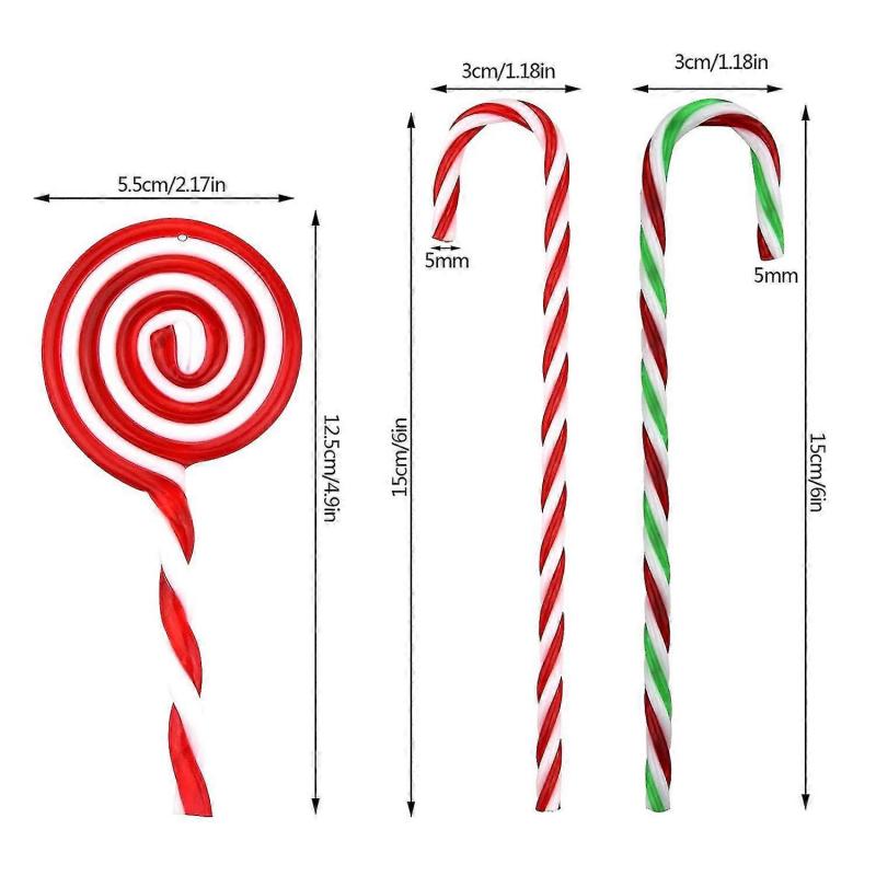 Christmas Plastic Candy Cane Lollipop Ornament, 30 Pcs Christmas Tree Hanging Decoration Twisted Toy Crutch Candy Canes Stick For Home Party Holiday X