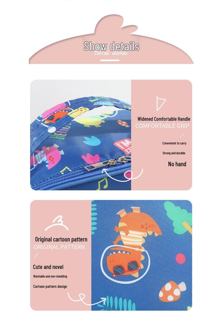 Insulated Cartoon Lunch Bag - Square Design for School and Commuting with Thickened Aluminum Foil.