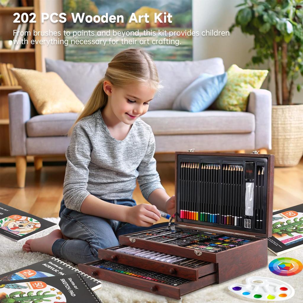Shuttle Art Art Set with Colored Acrylic Solid Drawing Coloring Pencil and Includes a Portable Storage Box and Portable Storage A great gift for