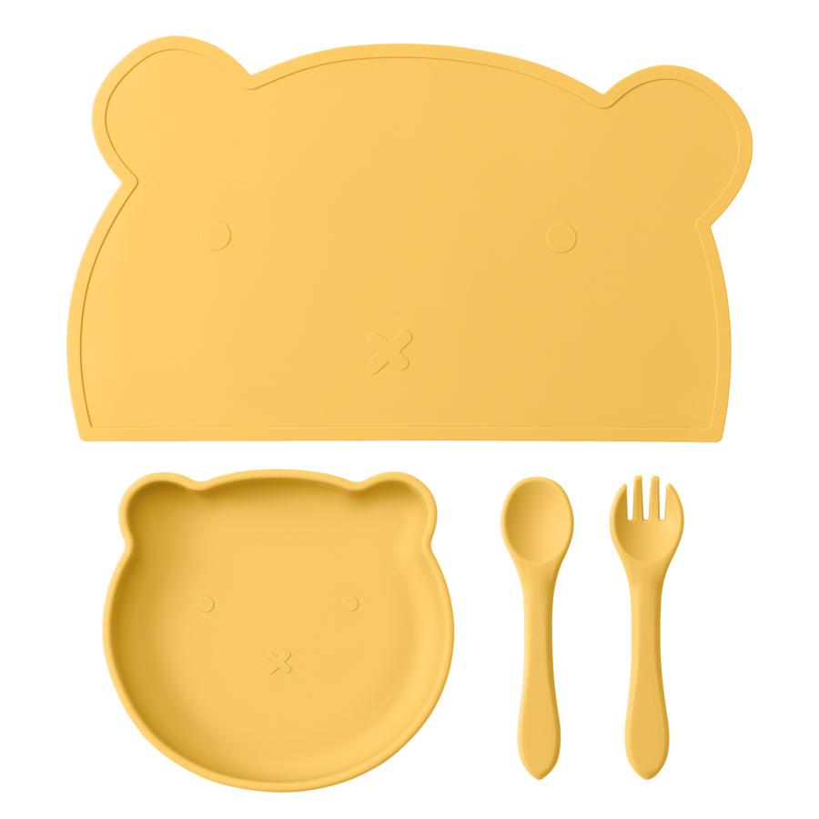 

Без БФА 4 шт. Силиконовая детская посуда Набор для кормления ребенка Силиконовая тарелка ложка вилка Силиконовая подставка под приборы Детские вещи