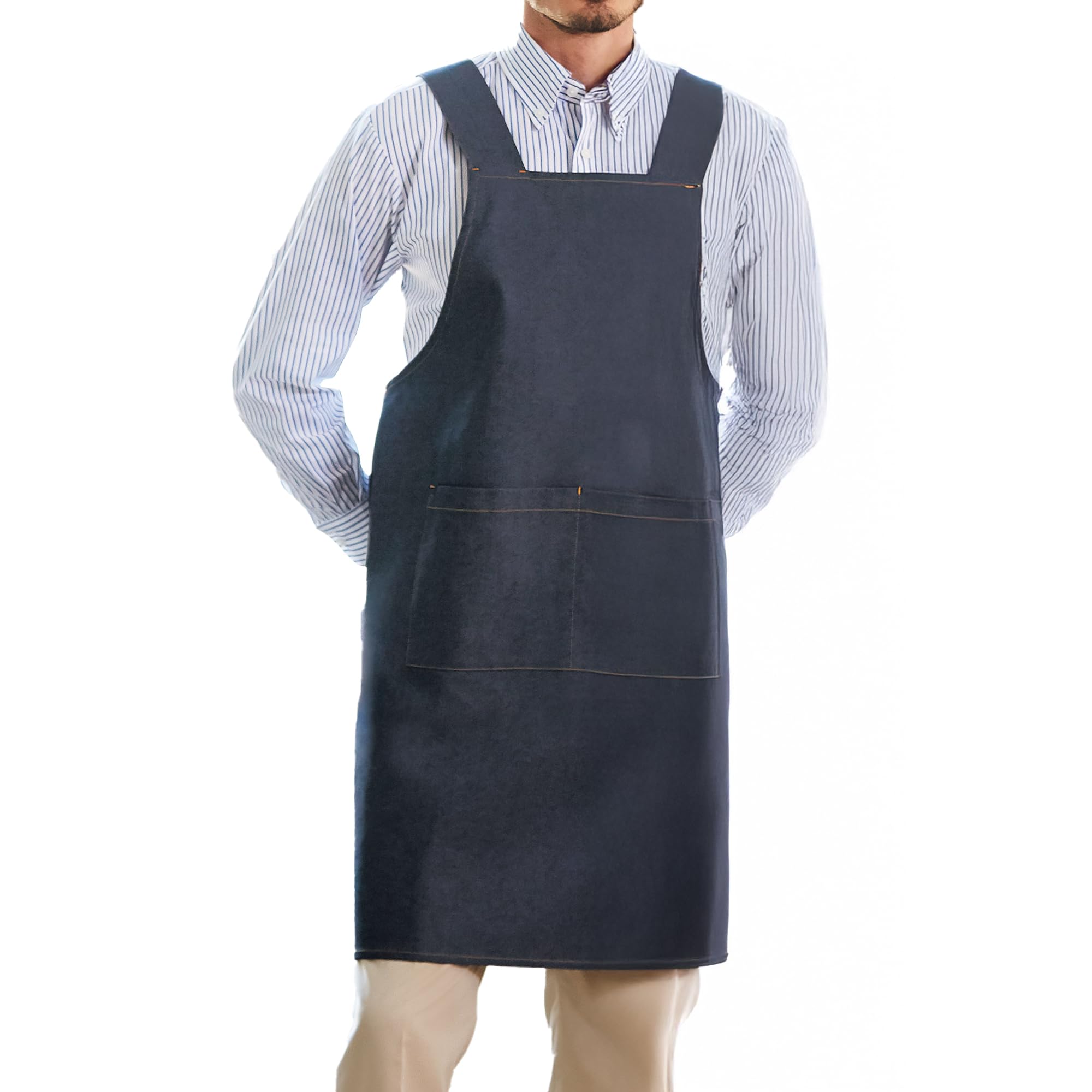 

ARBE Фартук Джинсовый стиль Легкий в носке Прочный С карманами Регулируемая талия Для общепита Униформа Ресторан ARBE T8542 Темно-синий M [ARBE] H-образный