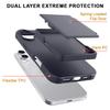 For iPhone 16 Plus Case with Card Holder/Mirror/Kickstand TPU + PC Phone Back Cover