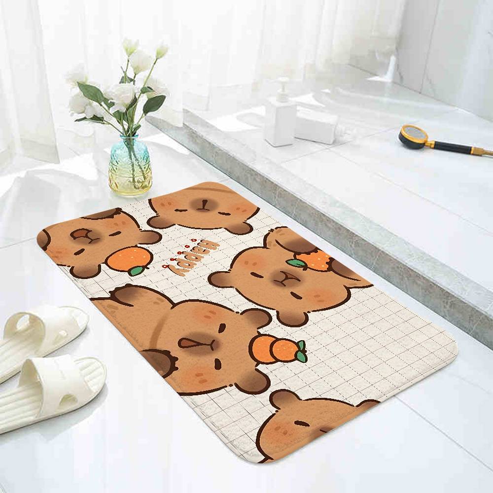 Cute Capybara Floor Mat Pattern Printed Flannel Door Mat, Suitable For Bathroom, Living Room, Home Decoration