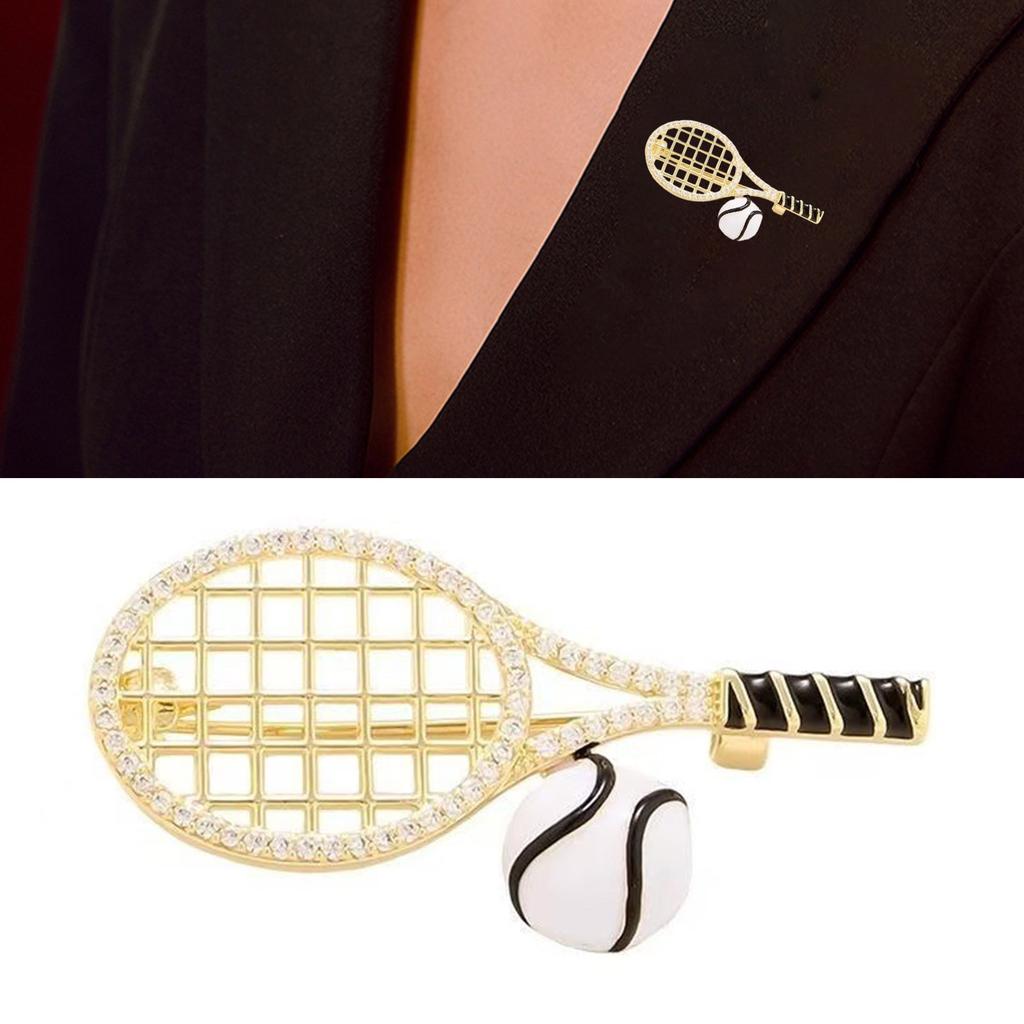 Sportowa Broszka-Pin w Kształcie Rakiety Tenisowej Stop Lekka Konstrukcja Bezpieczne Zapięcie Na Nieformalne Wydarzenia i Aktywności na Świeżym Powietrzu