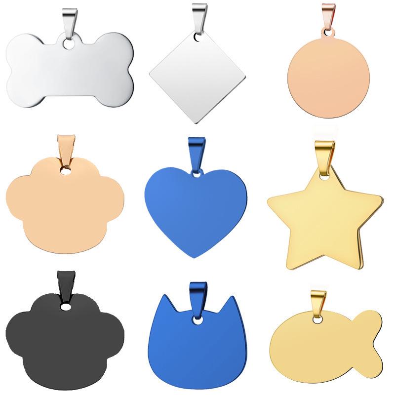 Titanium Steel Engraved Anti-Loss Pet Tag - Stainless Steel Military Style for Cats and Dogs.