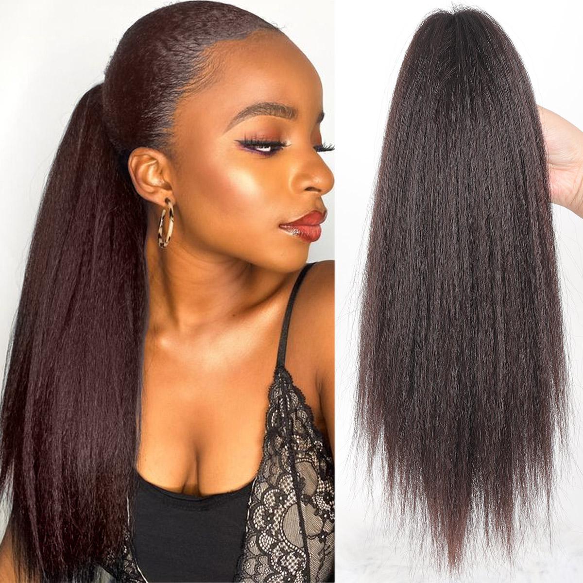 

Синтетические черные коричневые длинные волосы яки, прямой хвост, синтетические волосы, натуральный хвост с когтями, наращивание волос, накладные волосы 16inch