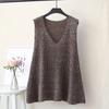 Maglione Pullover in Maglia da Donna per Primavera e Autunno Design Senza Maniche Scollo a V Maglia Sottogiacca