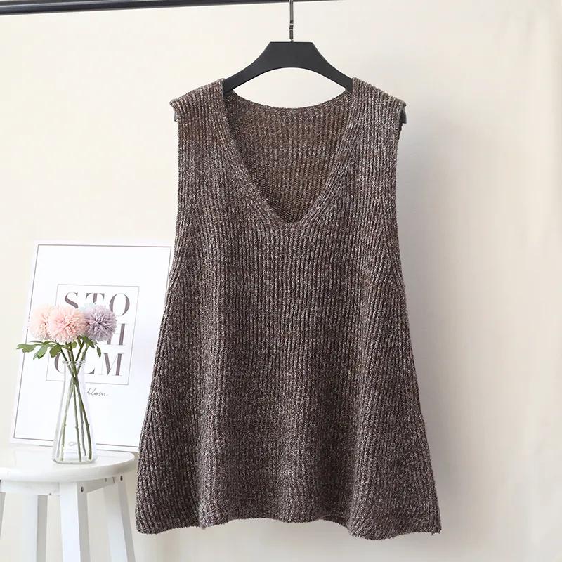 Maglione Pullover in Maglia da Donna per Primavera e Autunno Design Senza Maniche Scollo a V Maglia Sottogiacca