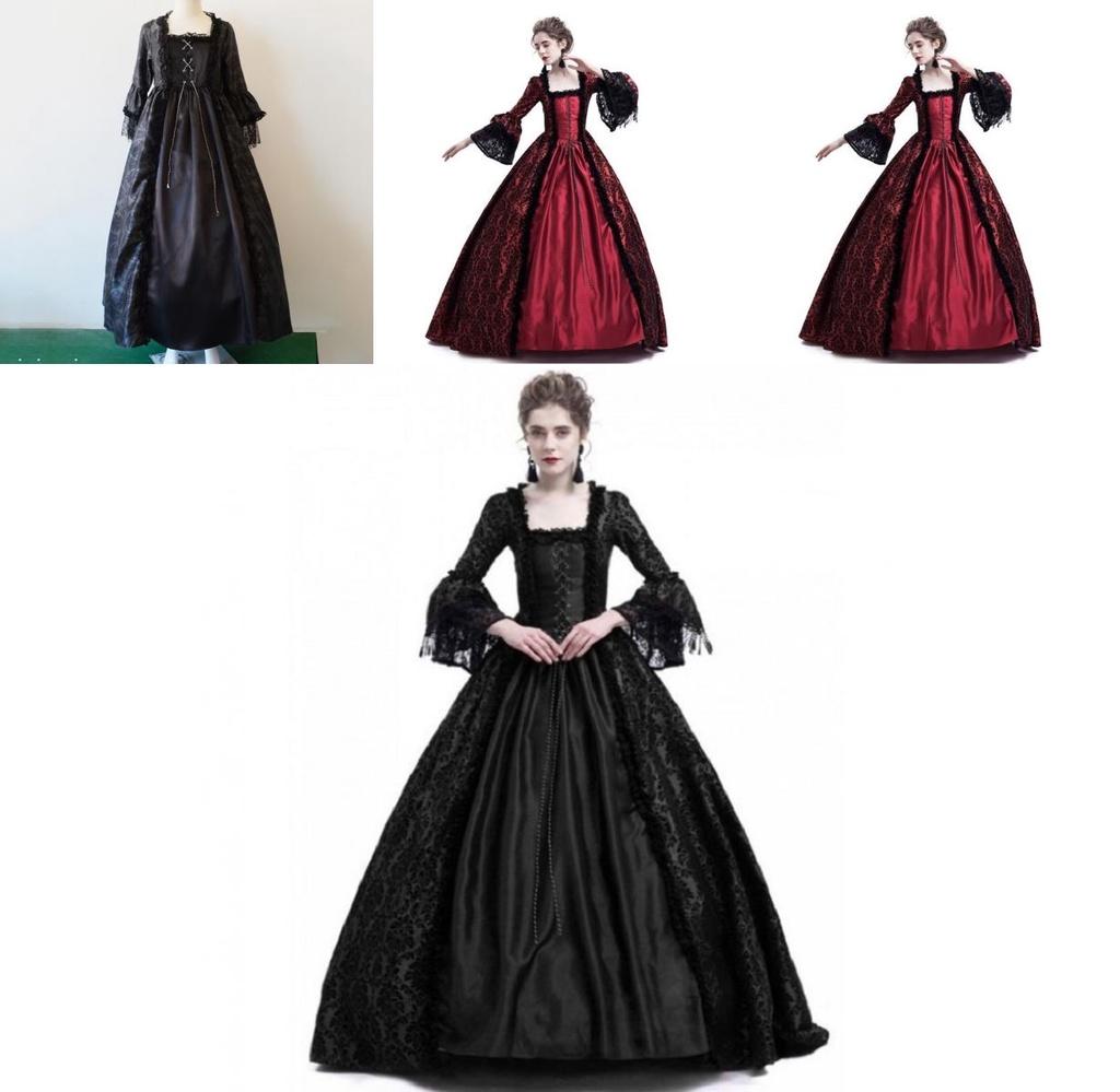 Luxurious Womens Medieval Marie Antoinette Dress With Long Sleeves Victorian Style