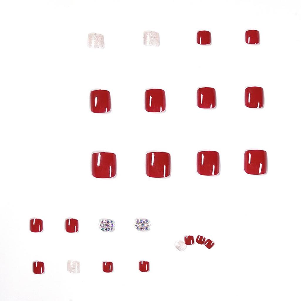 Red Rhinestone Press-On Toenail Art Stickers