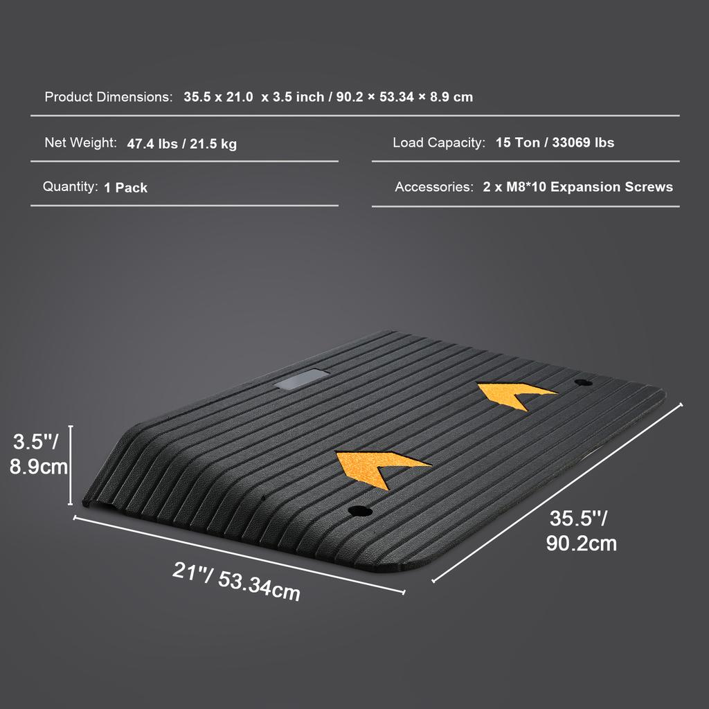 SucceBuy Multi Size Driveway Curb Ramps Portable Non-Slip Lightweight Rubber Threshold Car Ramp for Wheelchair Scooter