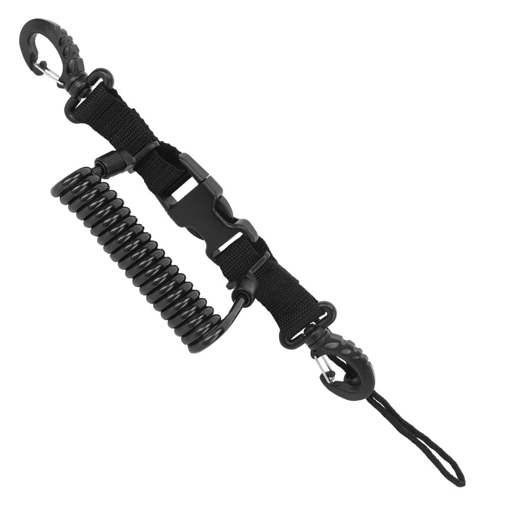Steel Wire Camera Diving   Waterproof Case Safe Quick Release Connection Hanging Buckle Spring Rope Anti Lost Strap(Black )