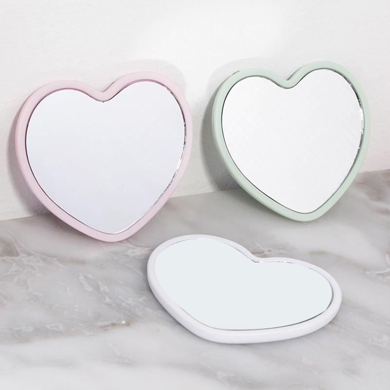 1PC Mirror Dormitory Simple Dressing Mirror Love Small Mirror Gift Makeup Mirror Beauty Heart-shaped Mini Student