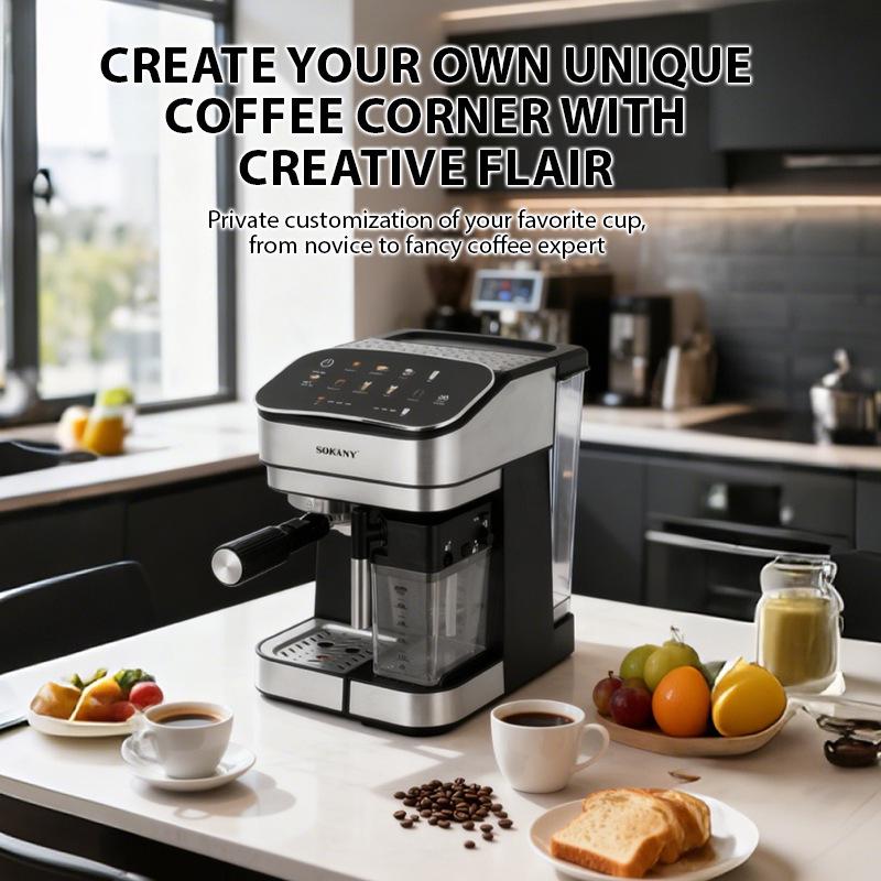 European Standard Italian Semi-Automatic Espresso Machine with High-Temperature Steam and Milk Frothing Capability