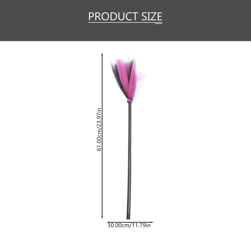 Creative Halloween Witch Broom Prop with Exquisite Workmanship Plastic and Gauze Material Safe for Adults Party Cosplay