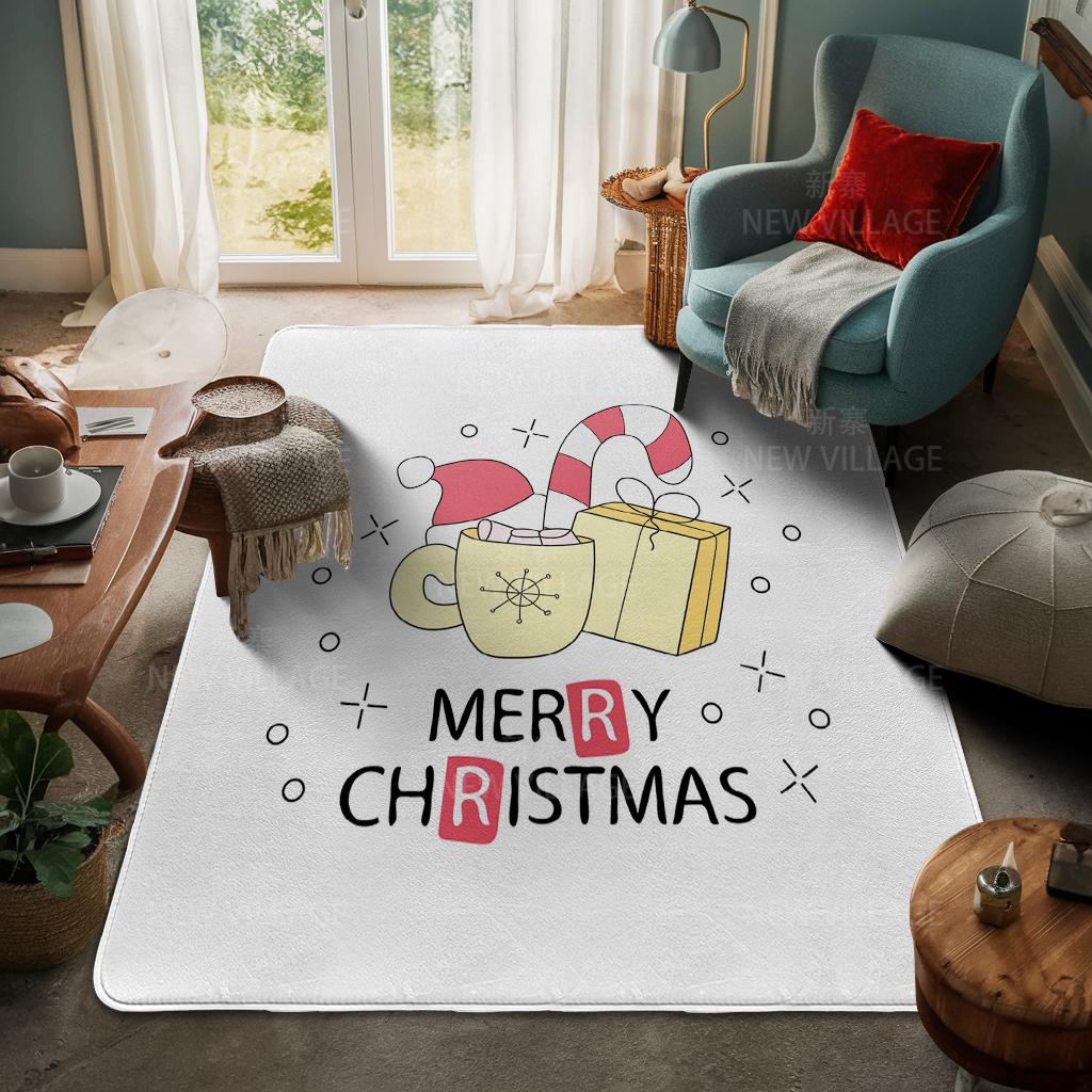 House Entrance Carpet Home Door Mat Living Room Bath Foot Bathroom Non-slip Water Absorption Rugs Bath Merry Christmas Winter