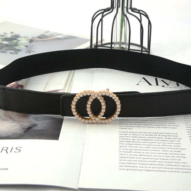 Retro Elastischer Perlen-Strass-Doppel-Rundschnallen-Taillengürtel Mit Rock Dekorativem Korsett Elastischer Gürtel