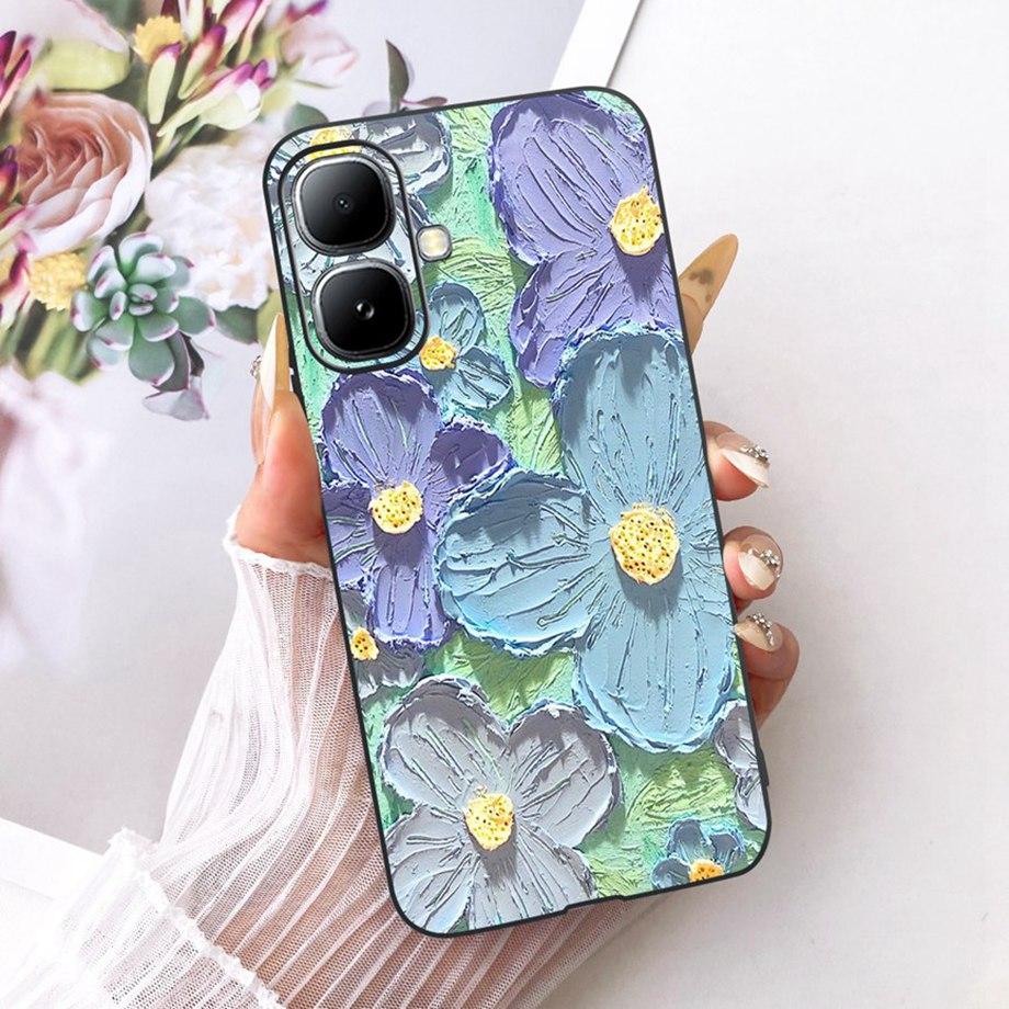 For Infinix Smart 20 4G X6840 Smart20 Phone Case Soft Black Silicone Cover Butterfly Dragon Cat Floral Painting Bumper Funda
