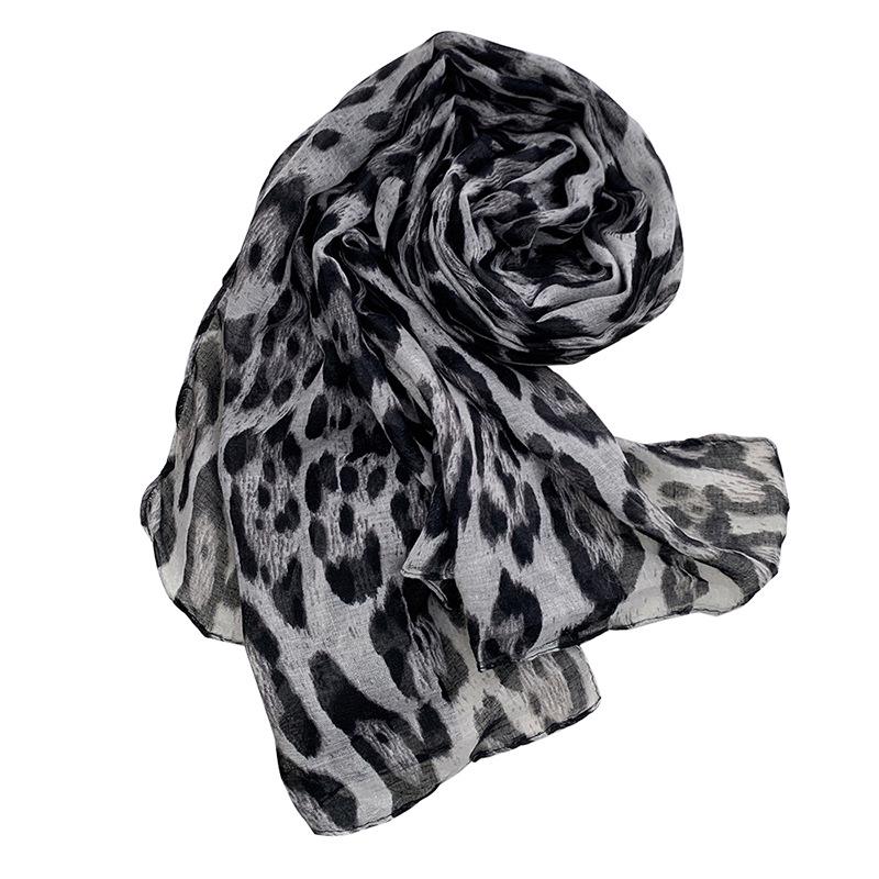 Retro Leopard Print Silk Scarf Stylish, Thin, Long Scarf for Autumn/Winter