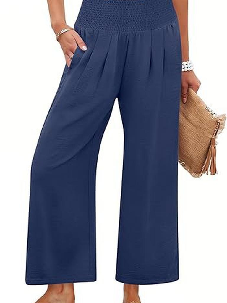 Spring/Autumn Solid Color Women's High Waist Straight Leg Casual Pants