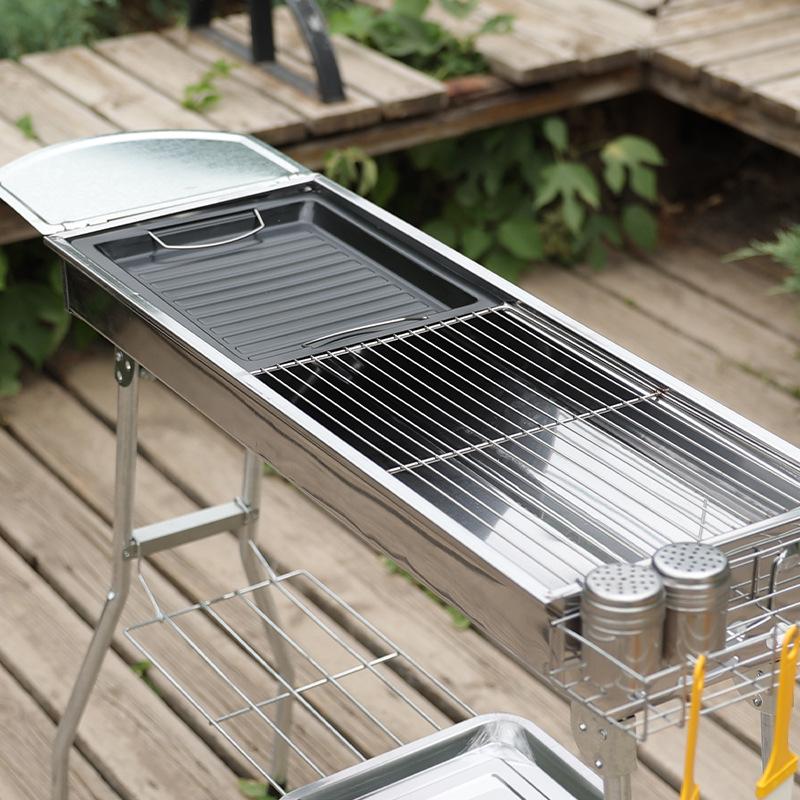 Large Portable Stainless Steel Charcoal BBQ Grill for Outdoor Picnics and Home Use