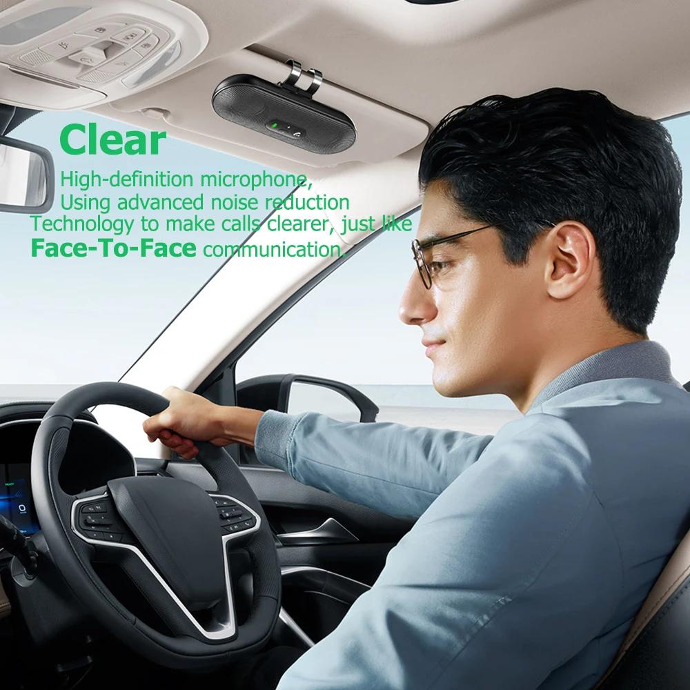 Bluetooth 5.4 Auto-Kit Freisprecheinrichtung Dual 3W Lautsprechertelefon Sonnenblendenlautsprecher MP3-Player Drahtloser Musikempfänger Mit Sprachassistent