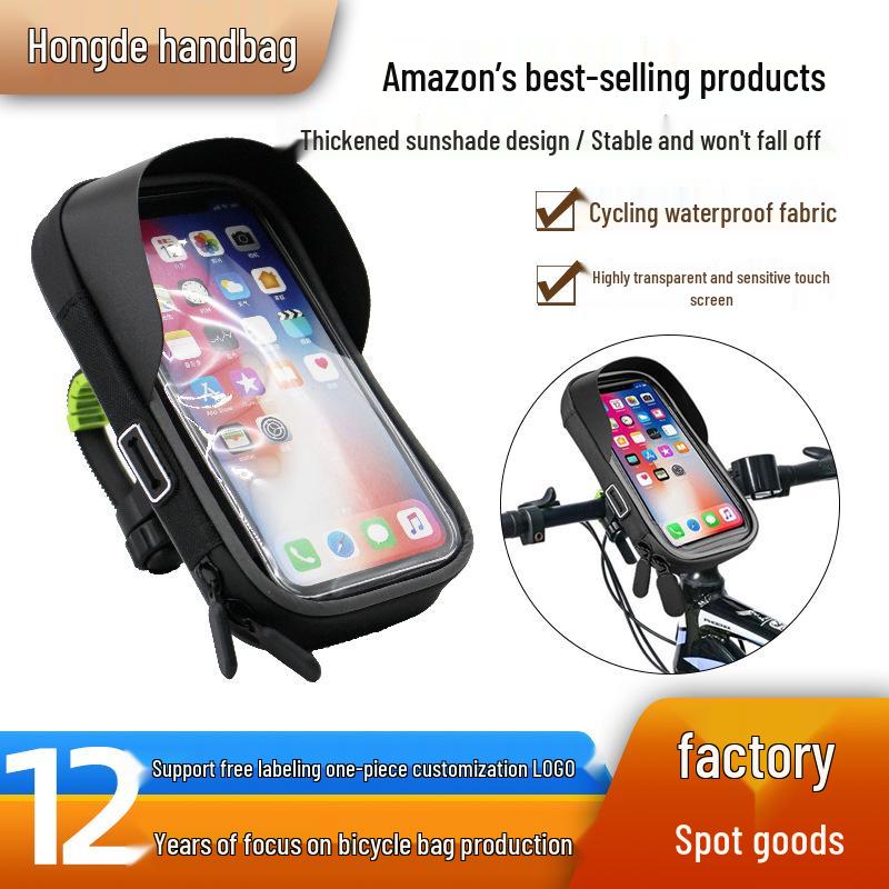 Waterproof Front Handlebar Bag with Sunshade & Touch Screen for Navigation