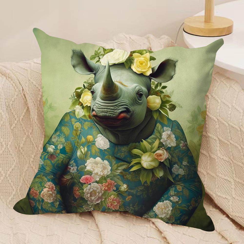 Funny Animal Vintage Portrait Cushion Cover Silky Short Plush Invisible Zipper Dustproof Sofa Pillow Case For Home Decor