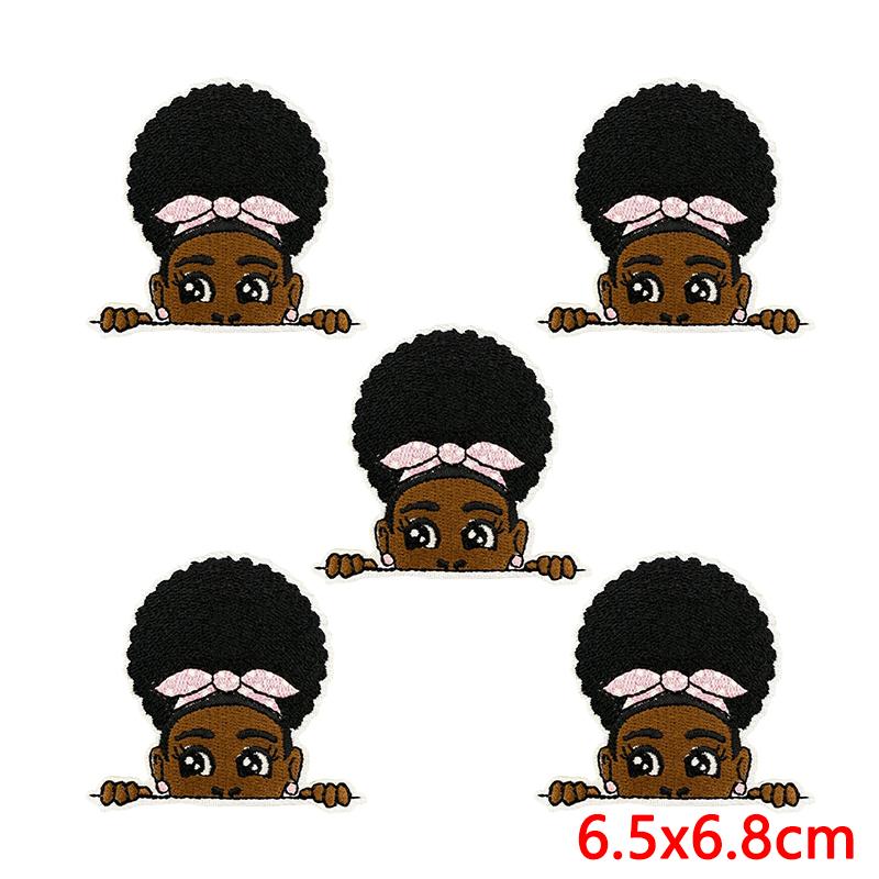 10pcs /Lots Fashion Black Girl Magic Mbroidered Patches Cartoon Letter Slogan Patch Iron On Patches For Clothing Jackets Diy 