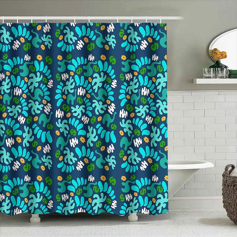 Floral Shower Curtain Waterproof Vintage Botanical Pattern Bathroom Decor Nature Landscape Farmhouse Style Washable Fabric