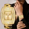 Retro Damen Quarz Uhr Diamant Zifferblatt Personalisierbares Leoparden Armband Mode Damen Wasserdichte Armbanduhr