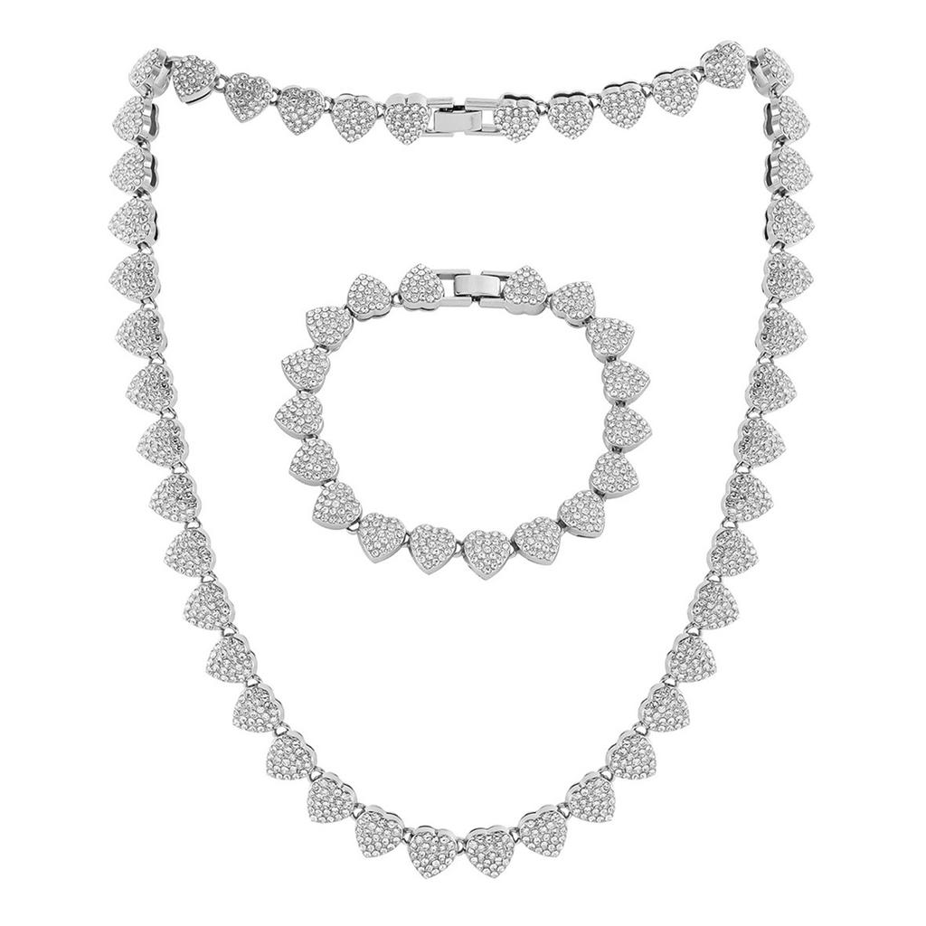 Link Bracelet Set Sparkling Necklace and Bracelet Set Men Hip Hop Jewelry Set Alloy Texture Suitable for Any Occasion