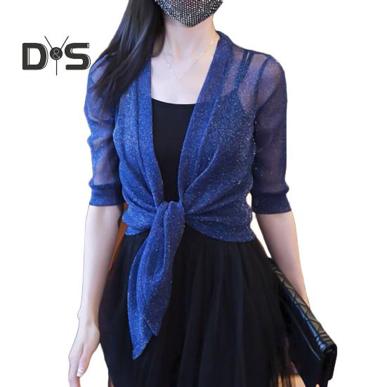 

Женская рубашка с солнцезащитным кремом, длинный рукав, однотонный свободный кардиган с солнцезащитным кремом и шнуровкой, дышащее тонкое пальто синий