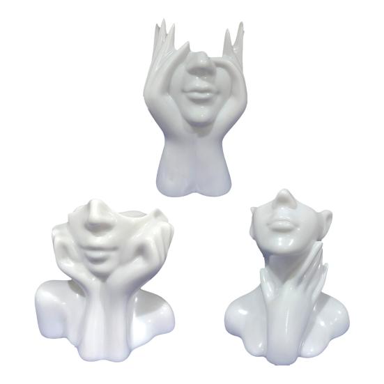 Face Shaped Makeup Brush Holder Organizer Female Form Head Half Body Cosmetic Tools Storage Cup Abstract Art Desk Pen Holder for Home Office Decor