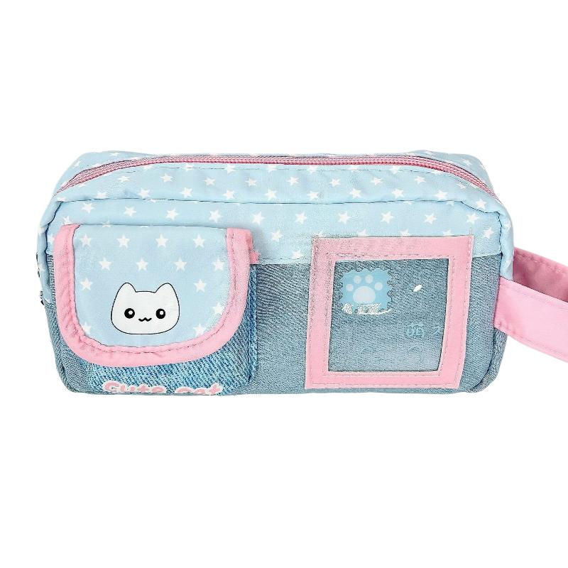 Wear Resistant Canvas Pencil Pouch Large Capacity Lightweight Stationery Organizer for Student School Art Study