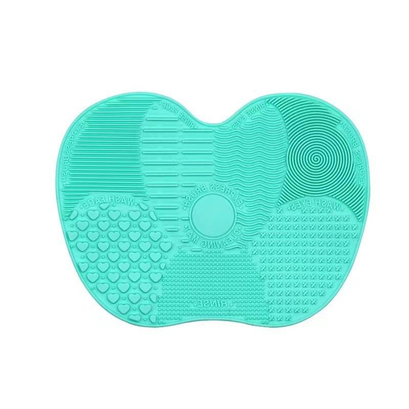 1PC Silicone Apple-Shaped Makeup Brush Cleaner Pad With Suction Cup For Effective Cosmetic Tool Cleaning