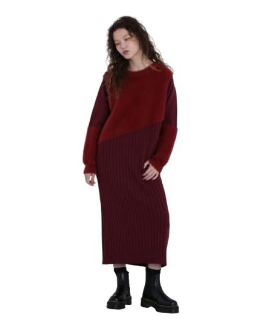 AVIREX FLAT x SHAGGY KNIT ONEPIECE S brick 783-4240606