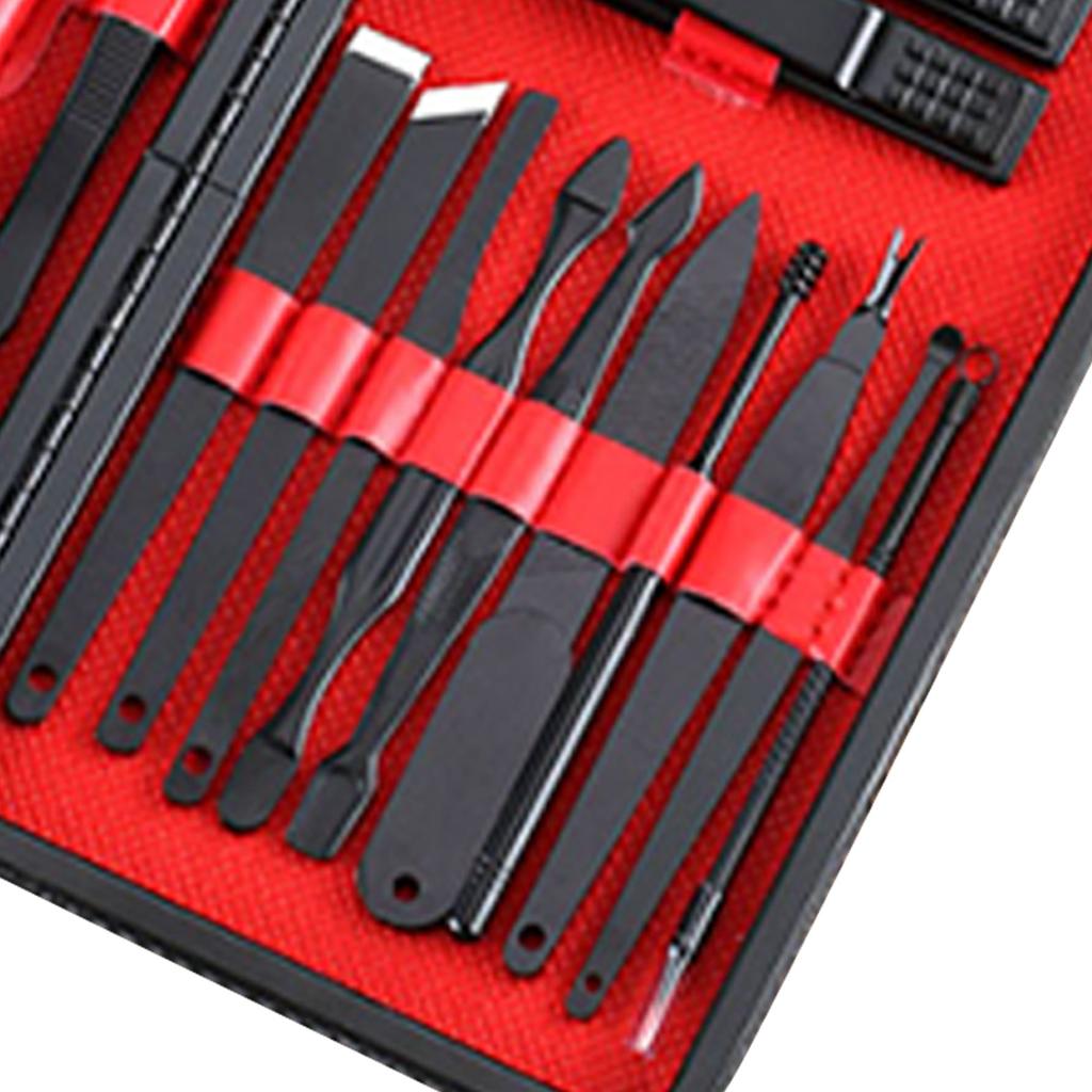 18-teiliges Nagelknipser-Set Zehennagelmesser Ohrlöffel Nagelhautzange Gabel Nagelfeile Maniküre-Schneidewerkzeuge Schwarz