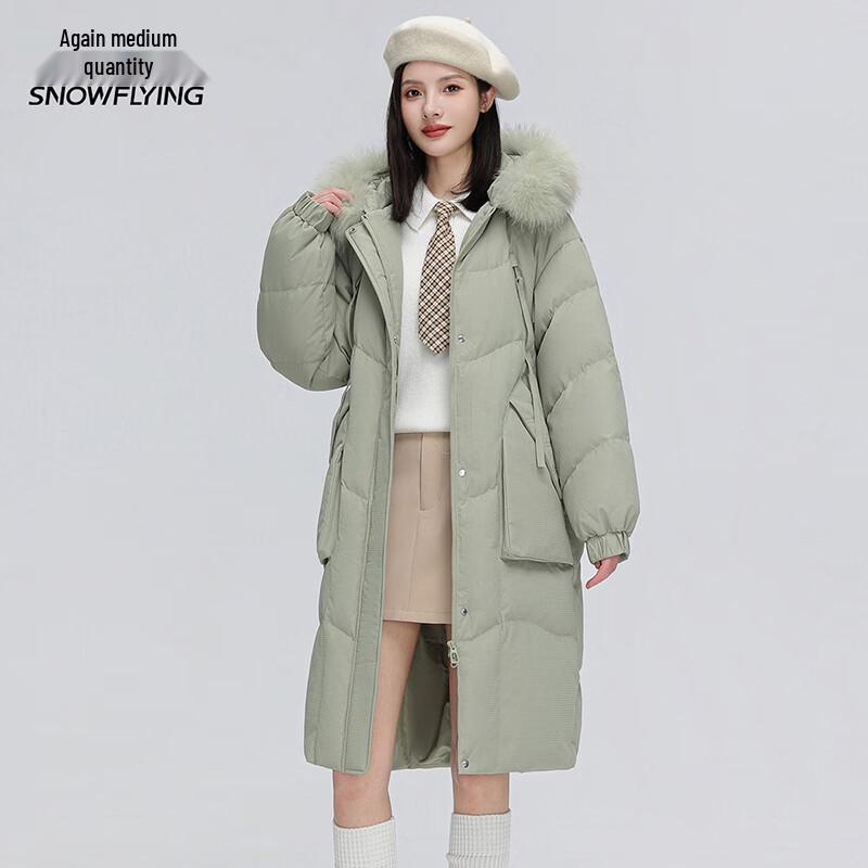 Women's Long Hooded Down Jacket with Fox Fur Collar