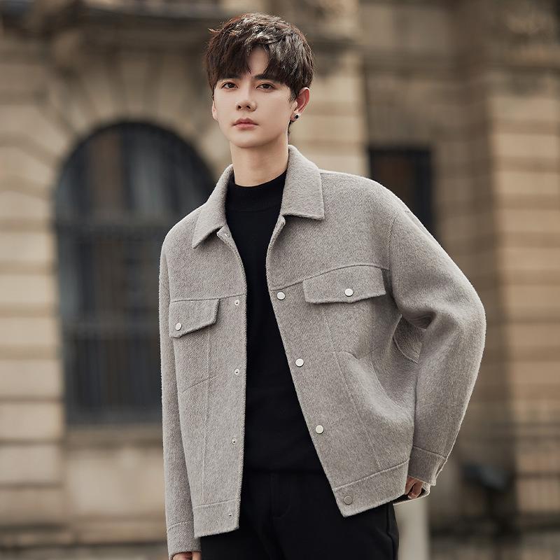 

Autumn and Winter High-end Double-sided Wool Woolen Coat Men s Short Casual Lapel Jacket Jacket 3XL