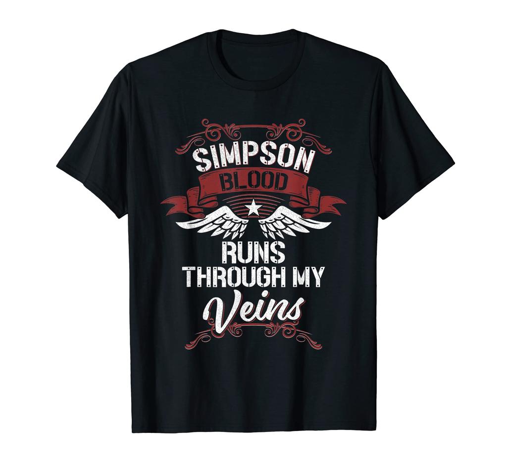 Simpson Blood Runs Through My Veins Last Name Family - T-Shirt