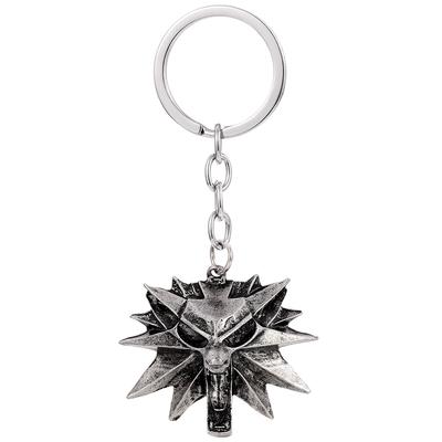 The Witcher 3 Wild Hunt Alloy Wolf Head Pendant Necklace Vintage Keychain Men Jewelry Gift