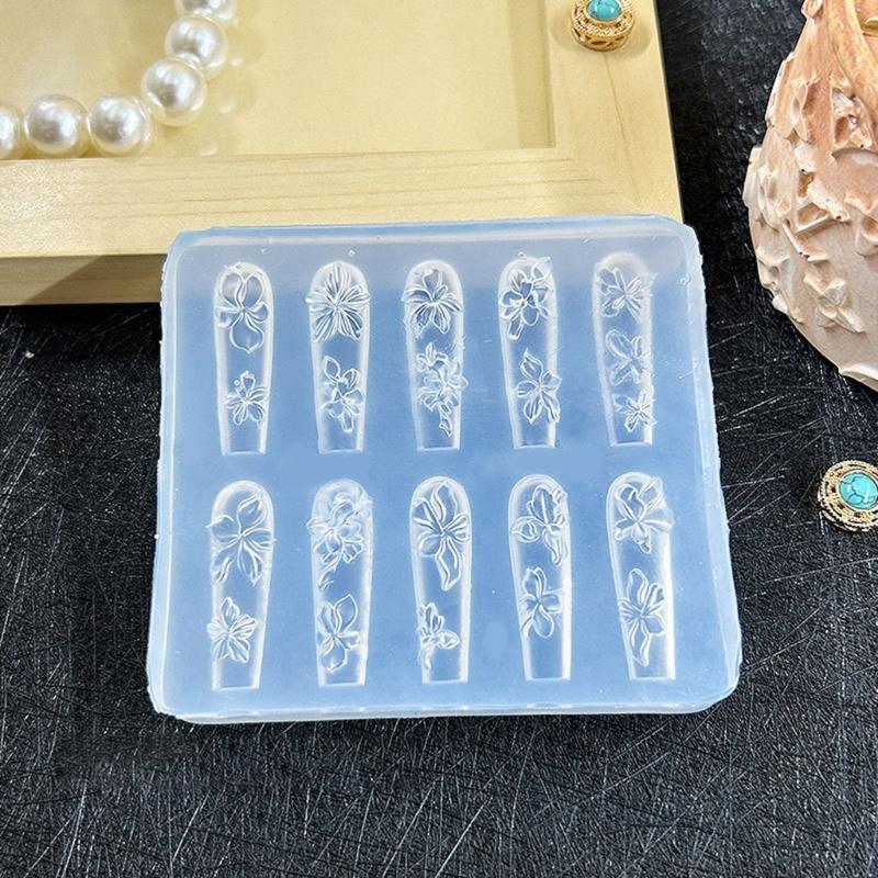 Silicone Nail Art Mold For 3D Emboss Flower Designing Nail Charm Decoration Mold DIY Manicure Crafting Tool